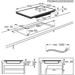 Plaque induction ELECTROLUX EIV95550 Flex90 H2H, Grande Zone Flexible Flex
