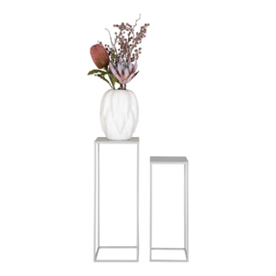 Set 2 Supporti Porta-Vaso Beja in Acciaio — Sabbia Ø19×50 e Ø22×60 cm