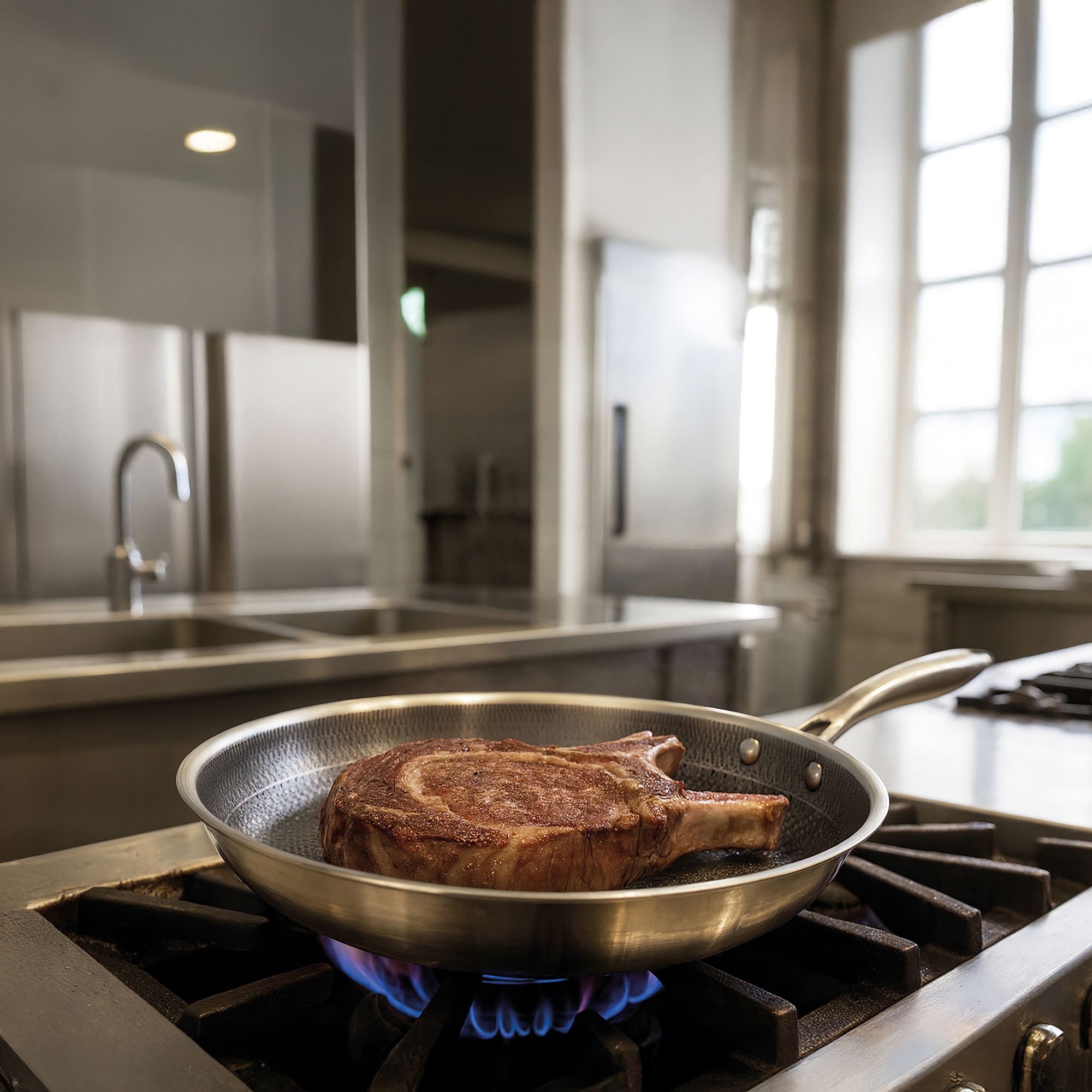 Poêle en acier inoxydable et revêtement antiadhésif 24cm - tous feux TRINOX