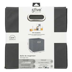 Panier tissu 31x31cm "Mix N' Modul" gris