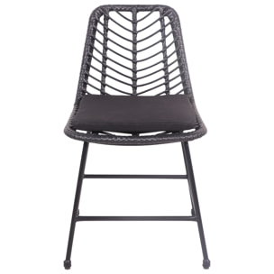 Lot de 2 chaises en rotin synthétique noires avec coussins OKA