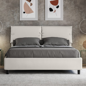 Letto matrimoniale con rete imbottito 160x200 similpelle bianco Sleeper