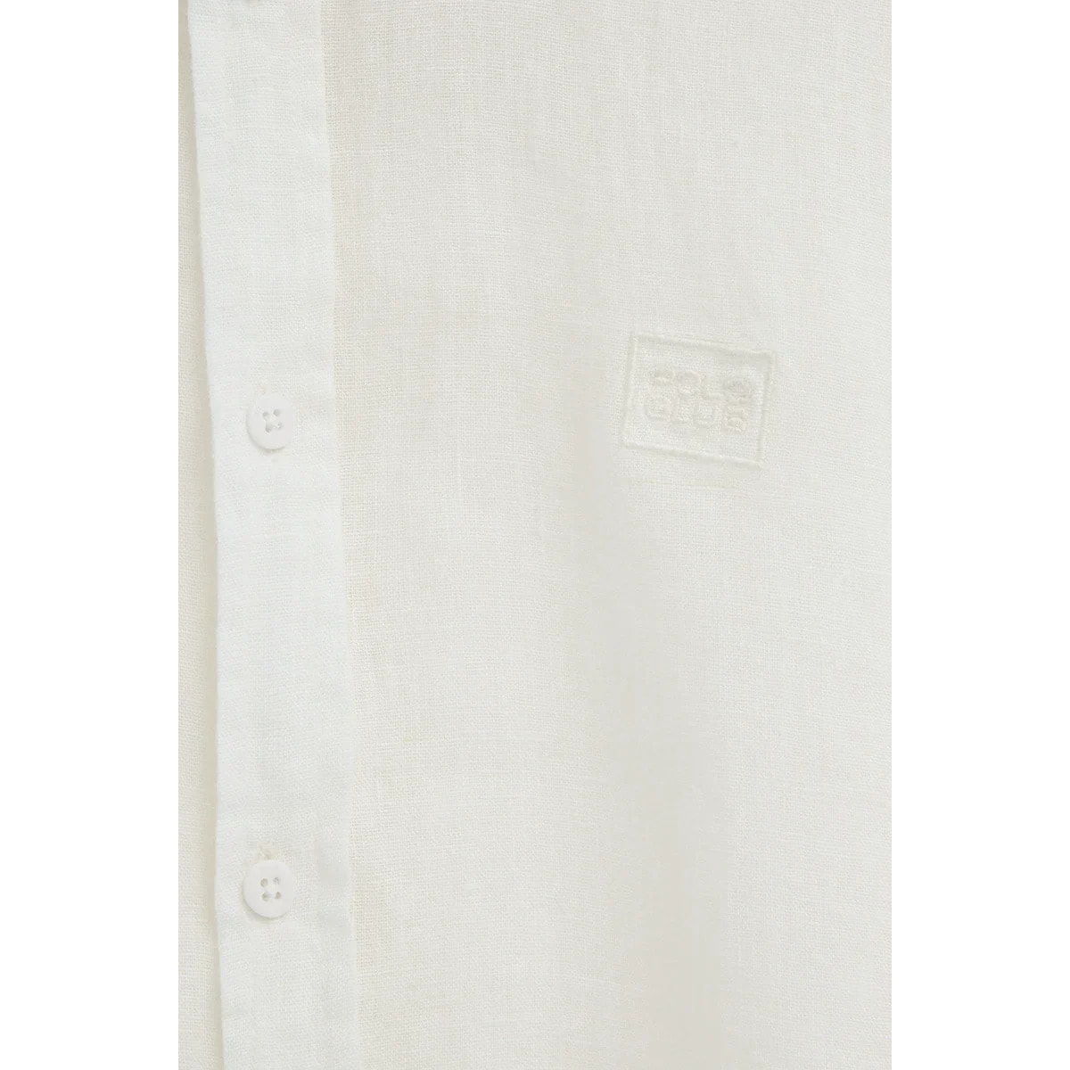 Camisa blanca de lino de corte regular con bordado Polo Club