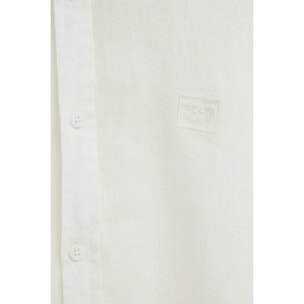 Camisa blanca de lino de corte regular con bordado Polo Club