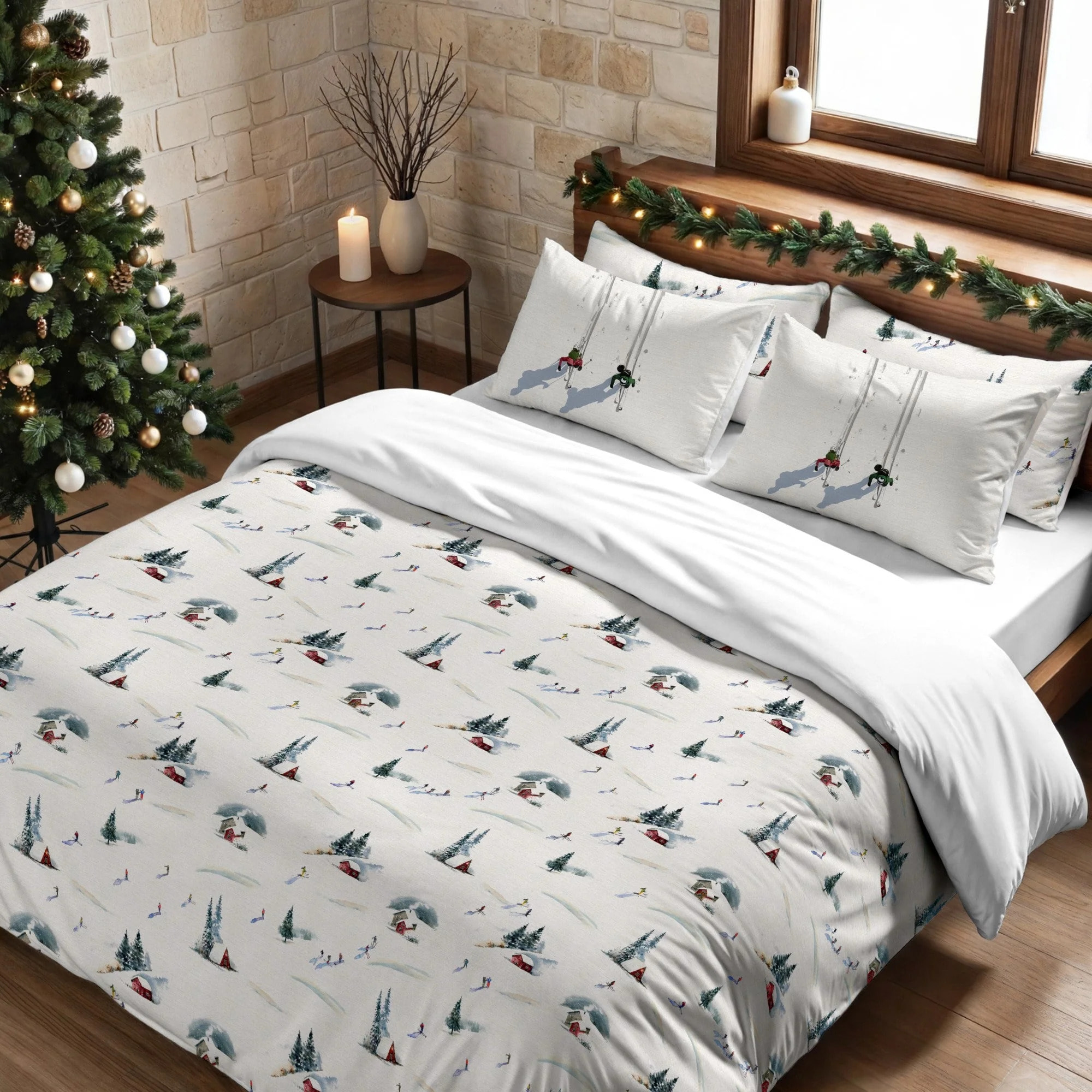 Housse de couette avec boutons-pression Winter Ski