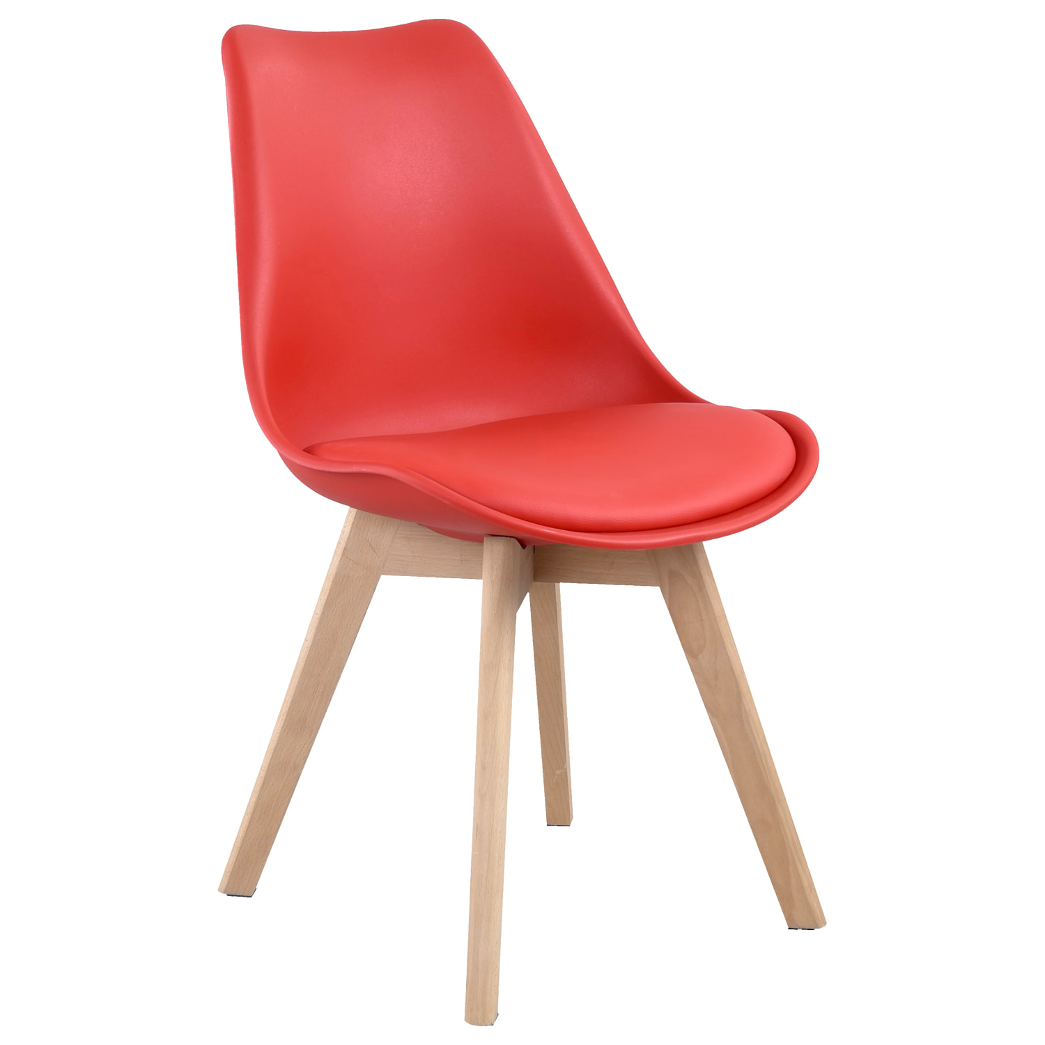 Lot de 4 chaises scandinaves NORA rouge avec coussin