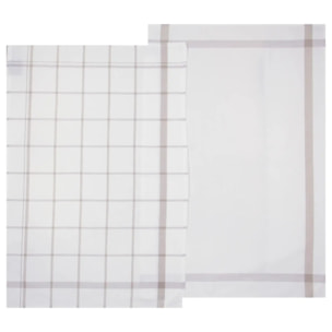Lot de 2 torchons coton gris 45x70cm