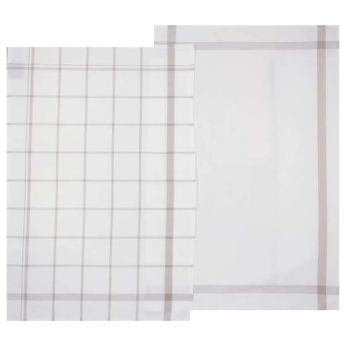 Lot de 2 torchons coton gris 45x70cm