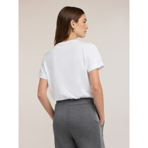 Motivi - T-shirt con taschino con pietre e strass - Bianco