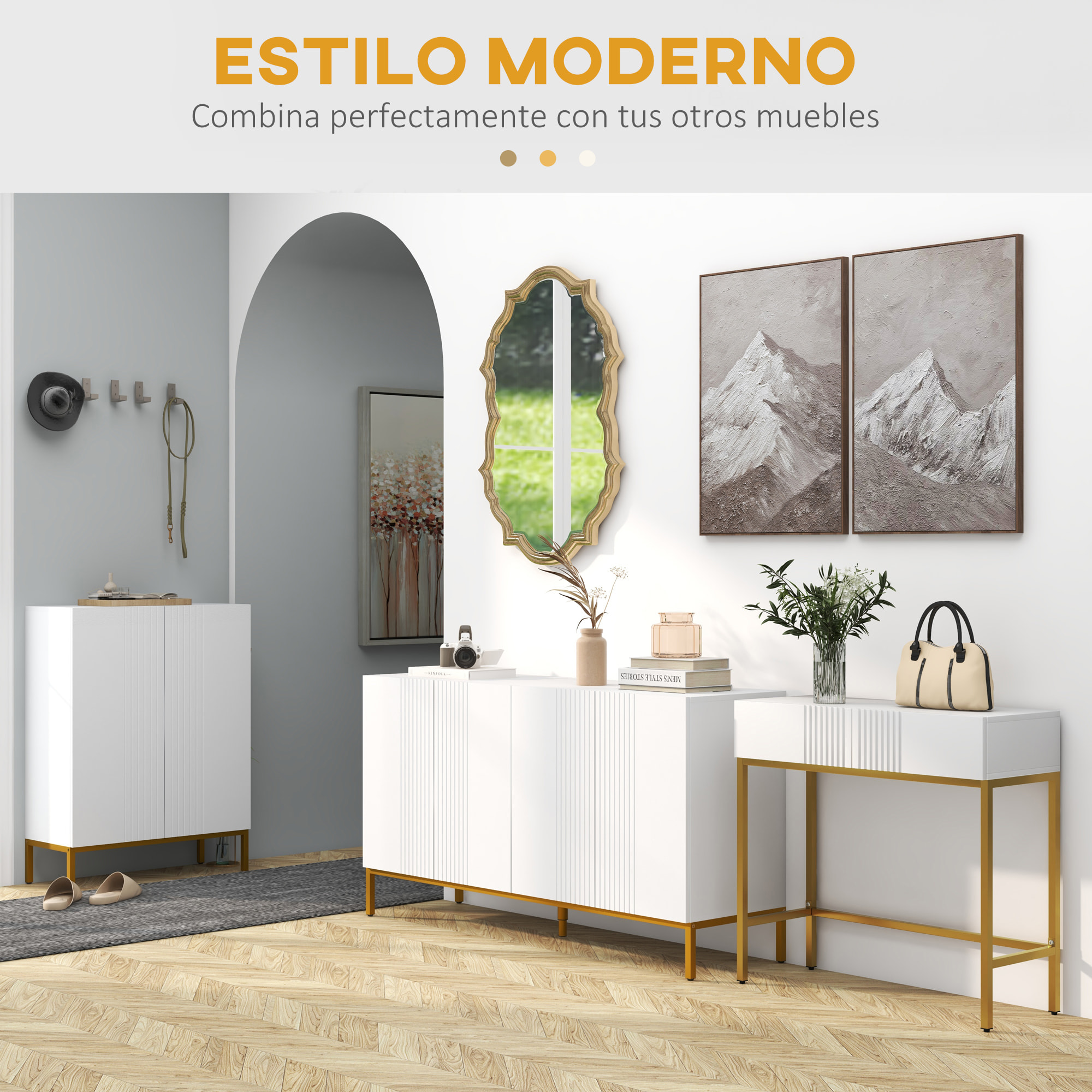 Mesa Consola Moderna Mesa de Entrada con 2 Cajones y Patas de Acero Antivuelco Mueble de Recibidor para Salón Pasillo 80x31,5x75 cm Blanco