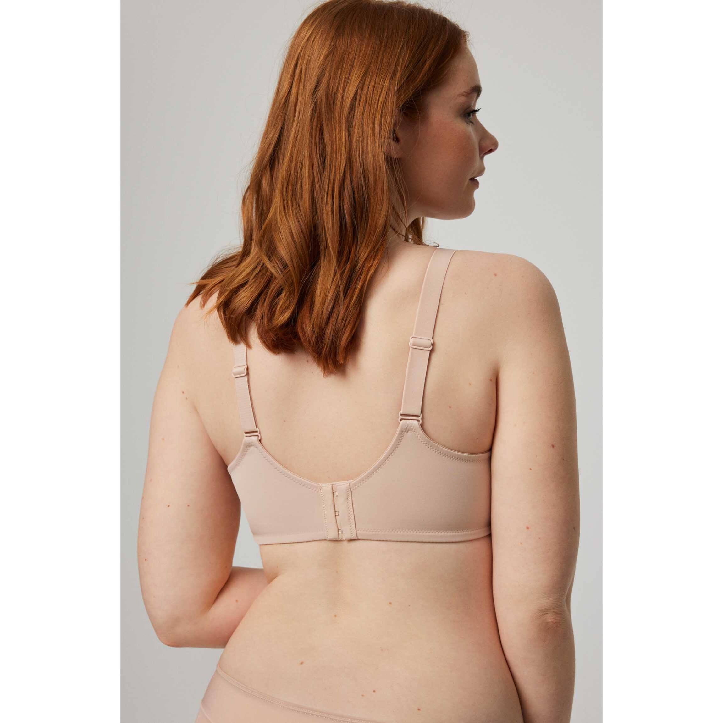 Reggiseno minimizzatore nudo con schienale anatomico e rinforzato, coppe C, D ed E