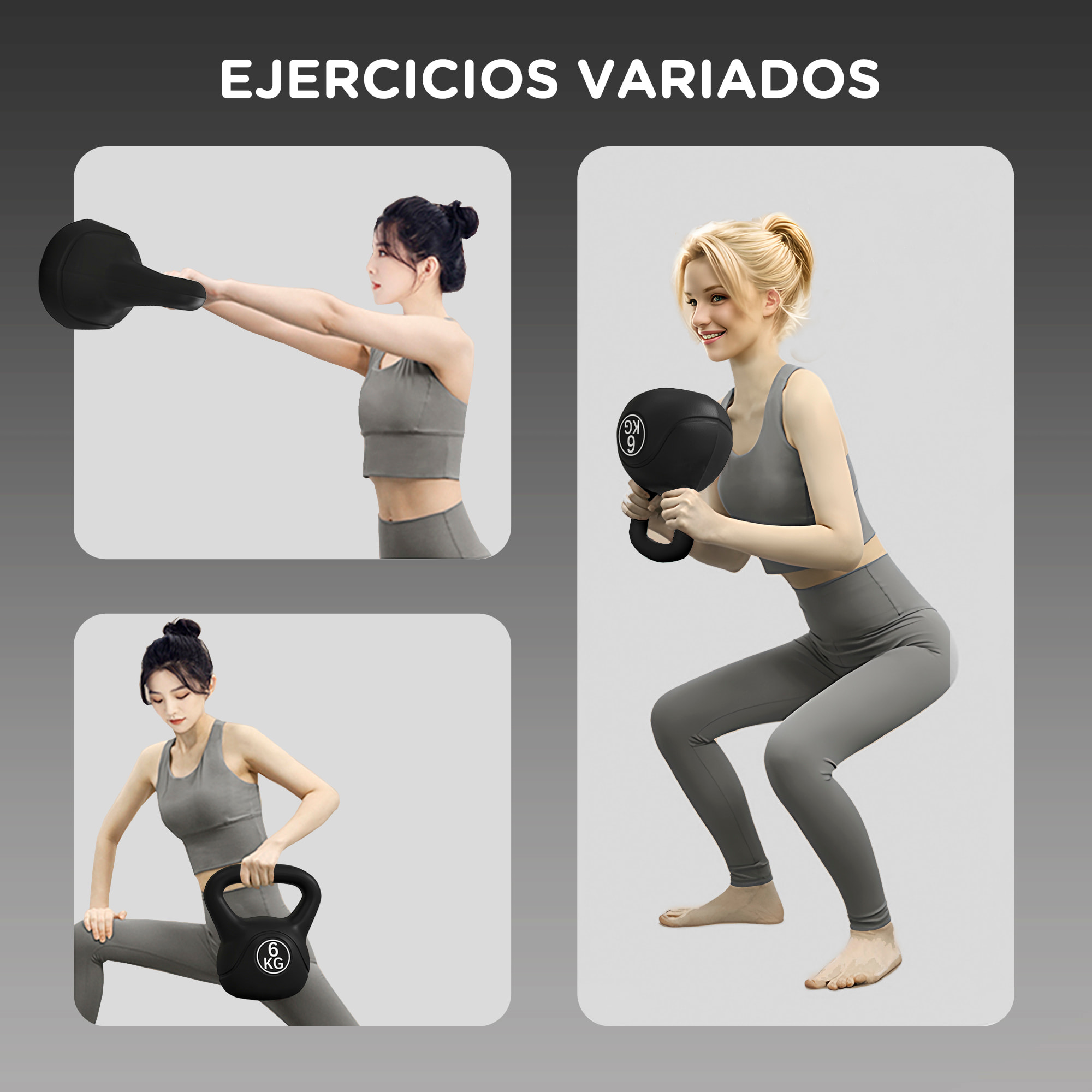 Pesa Rusa de 6 kg Kettlebell de Fiteness Relleno de Arena con Mango Ancho Antideslizante para Ejercicios y Entrenamiento en Casa y Gimnasio 20x13x22 cm Negro