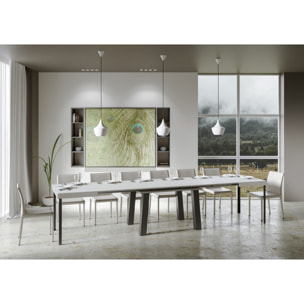 Tavolo allungabile 90x140/400 cm Bridge bianco frassino telaio Antracite