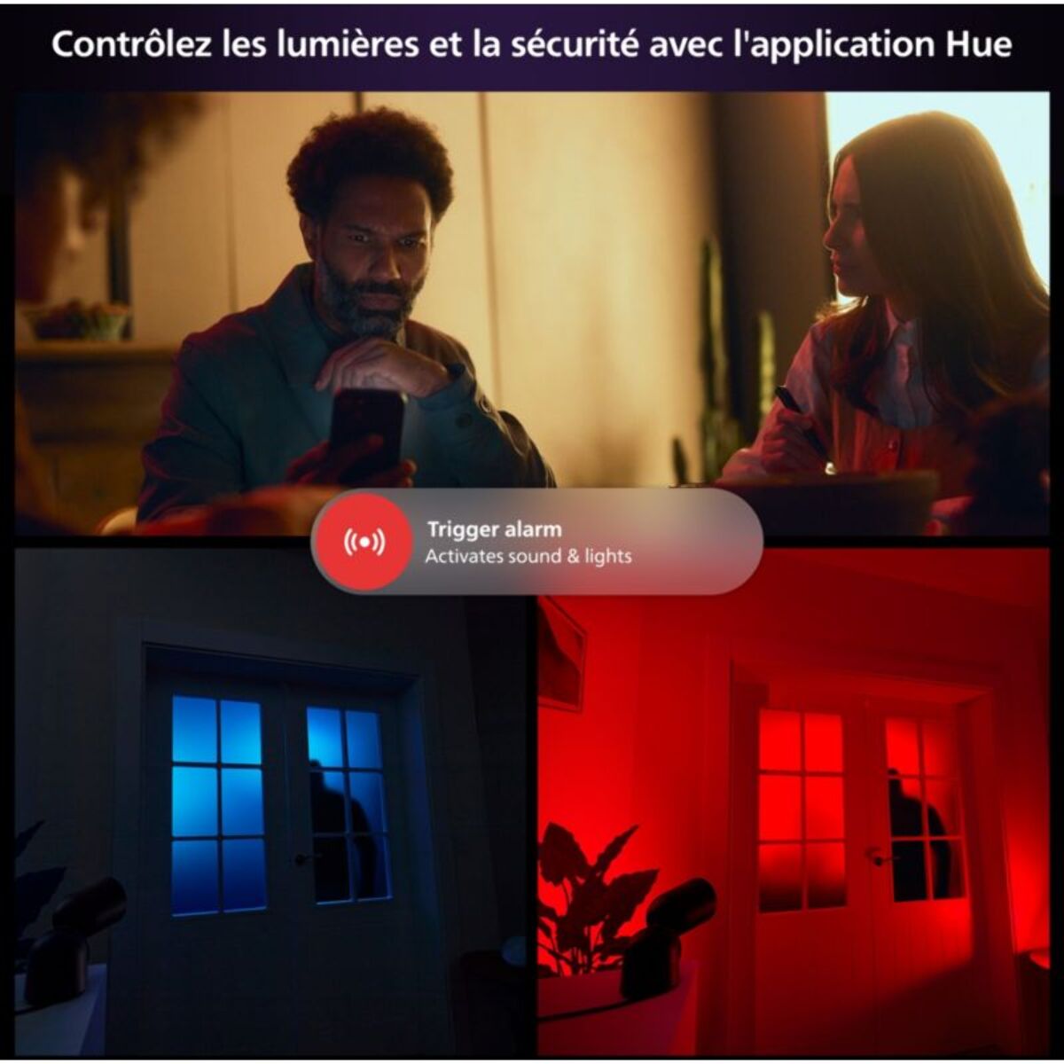 Caméra de surveillance PHILIPS HUE SECURE avec support bureau blanche