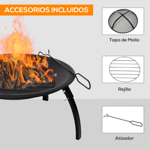 Brasero Exterior para Calefacción Barbacoa Terraza Patio Jardín Ø56 cm Negro