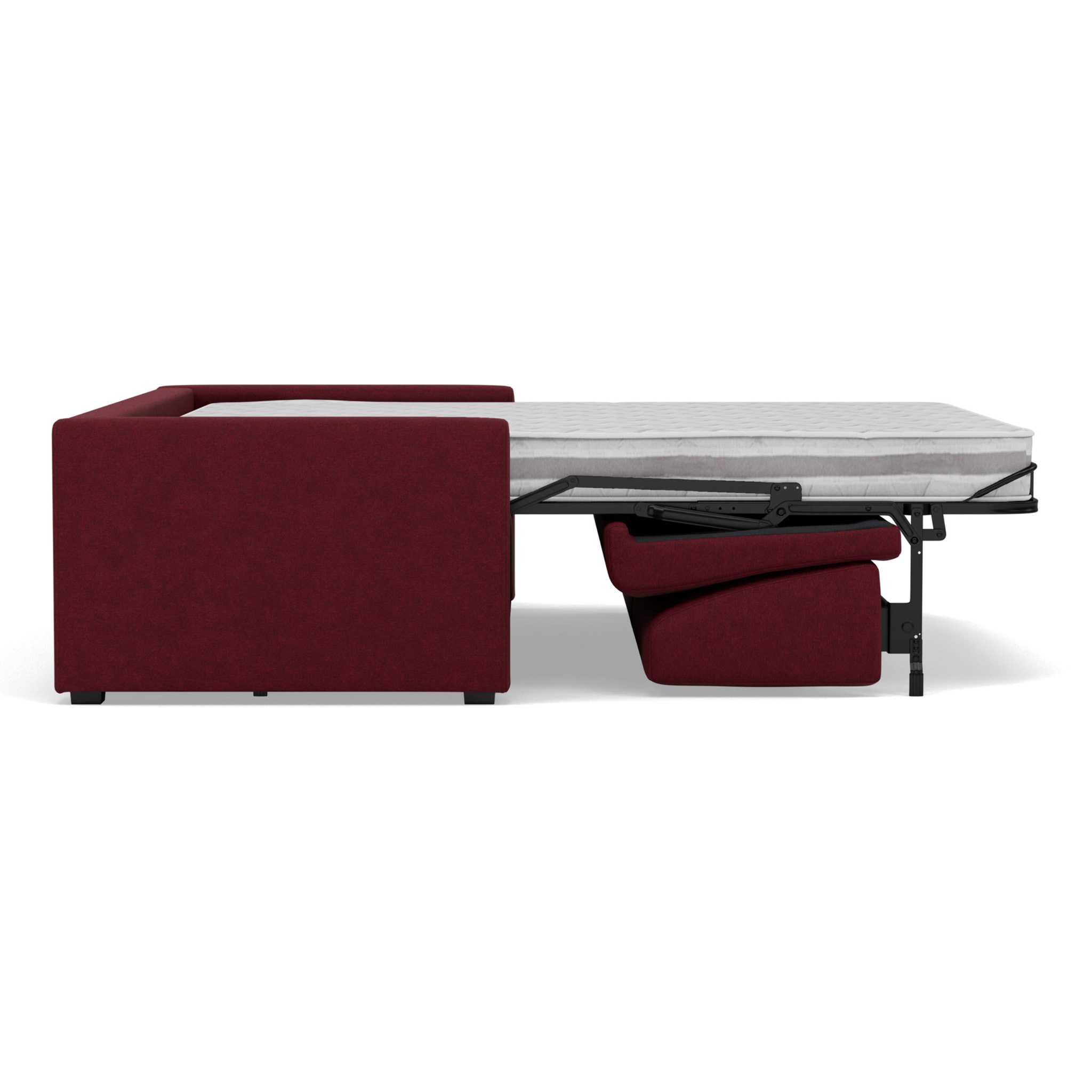 Julia - canapé 3 places convertible couchage quotidien matelas 14 cm en tissu - Prune