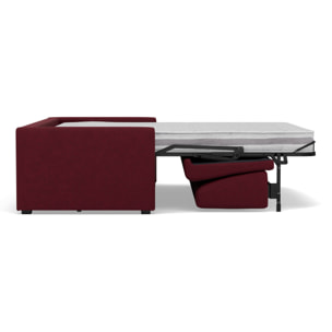 Julia - canapé 3 places convertible couchage quotidien matelas 14 cm en tissu - Prune