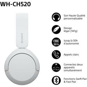 Casque SONY WH-CH520 Blanc