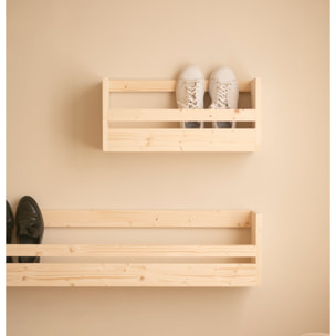 Estante zapatero de madera maciza en tono natural de varias medidas