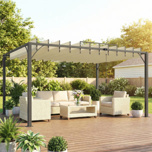 Pérgola de Jardín 3x4 m, Cenador de Jardín con Techo de Lamas Orientables a 135°, Estructura de Aluminio, Protección UPF30+, Pabellón para Exterior, Patio, Terraza, Blanco Crema