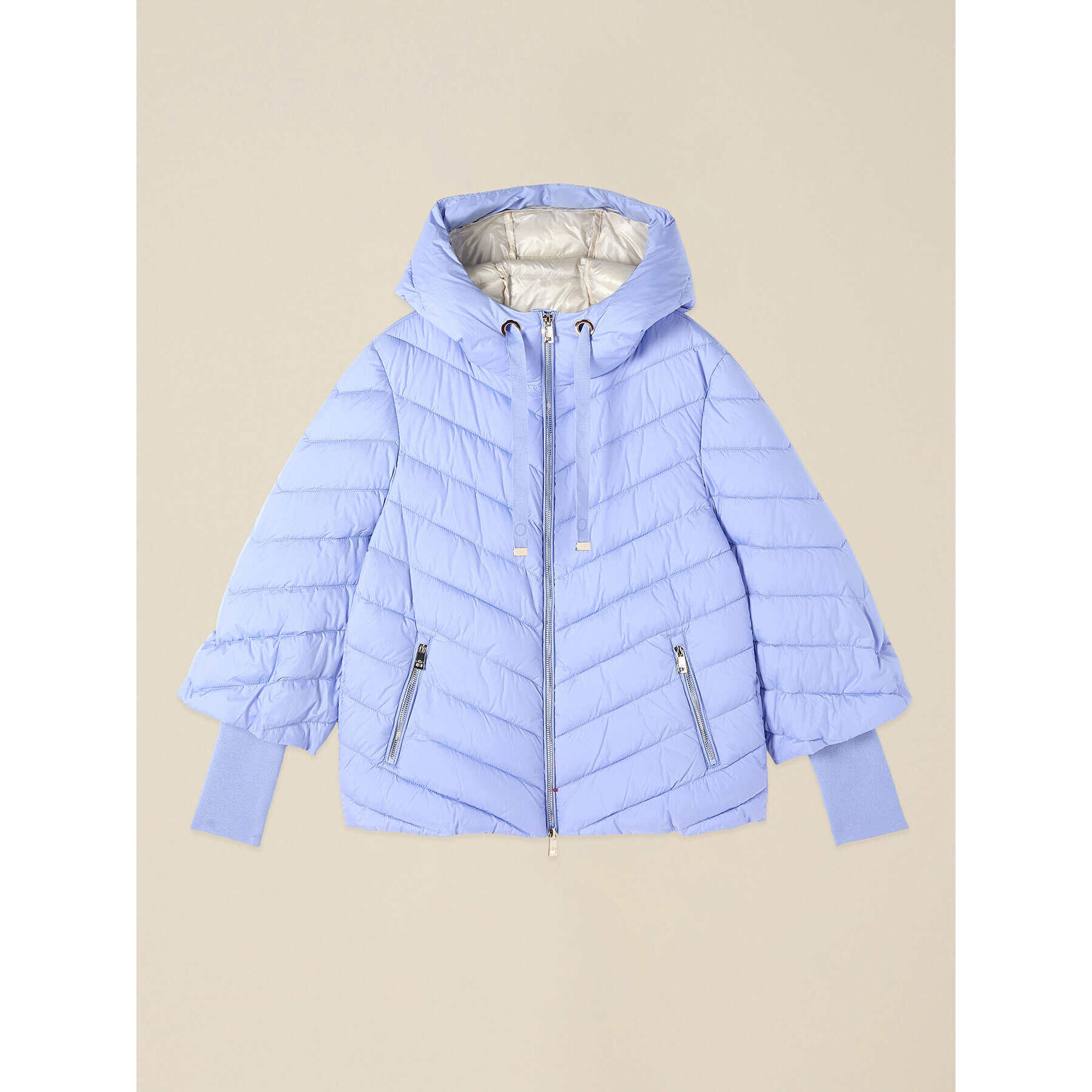 Oltre - Piumino con cappuccio e polsini - Azzurro