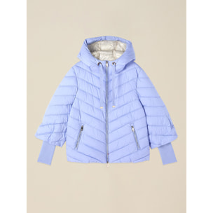 Oltre - Piumino con cappuccio e polsini - Azzurro