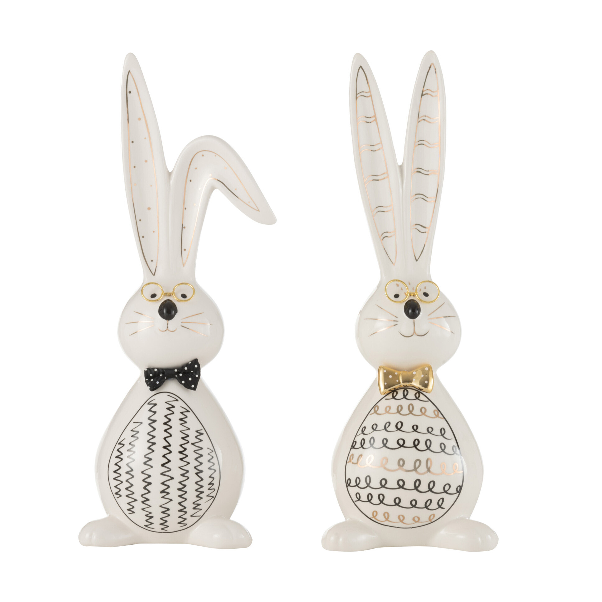 J-Line figurine Lapin Robert - céramique - mix - large - 2 pièces