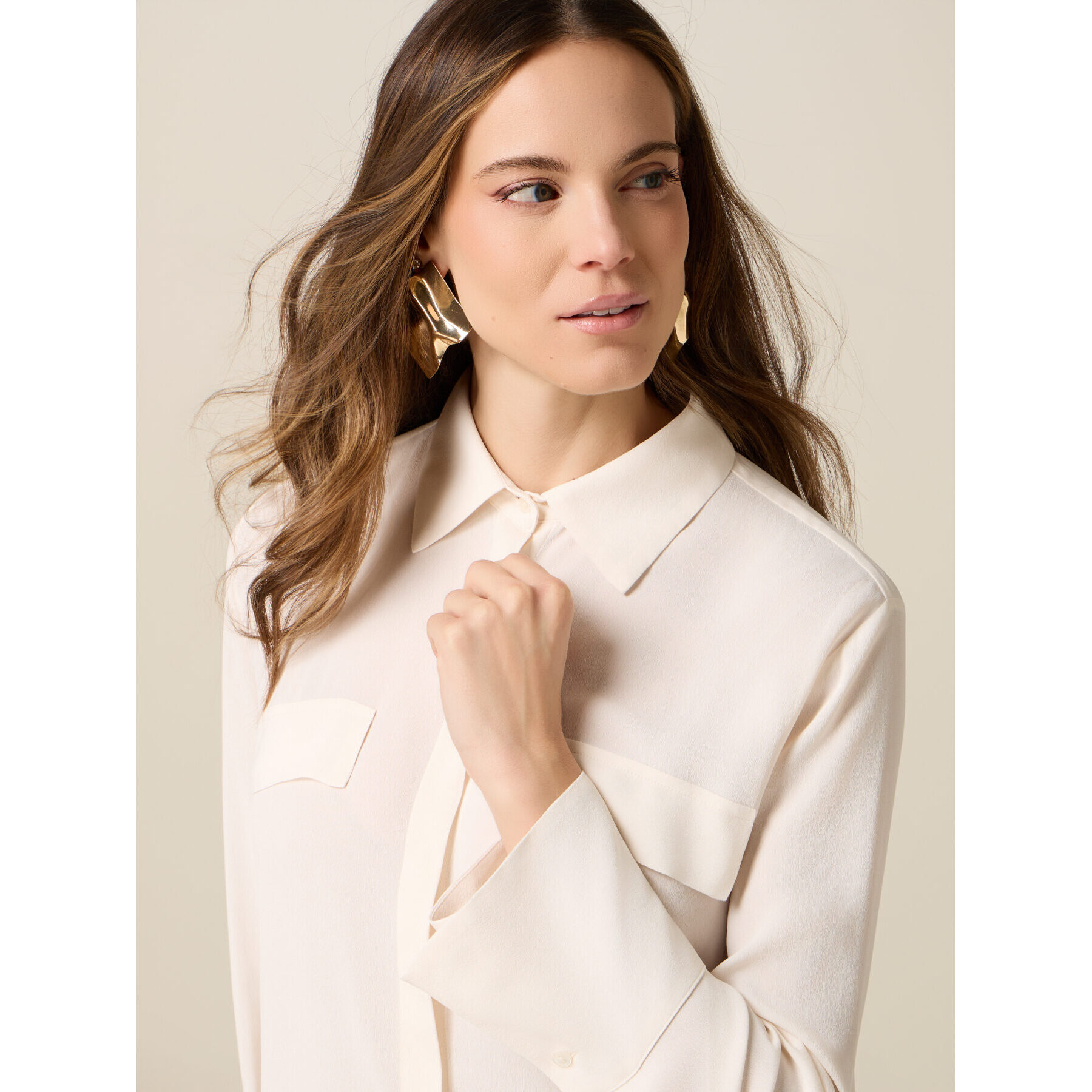 Oltre - Camisa de viscosa - Blanco