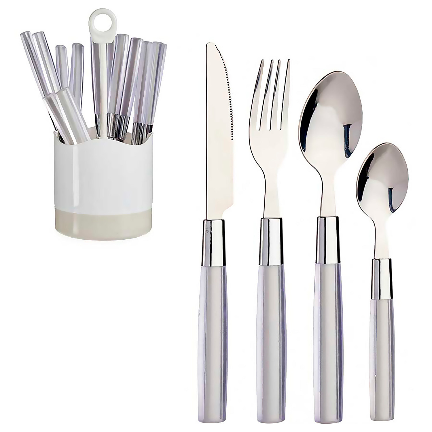 SET 16 CUBIERTOS ACERO INOXIDABLE MANGO PS GRIS
