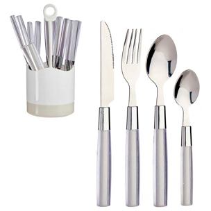 SET 16 CUBIERTOS ACERO INOXIDABLE MANGO PS GRIS