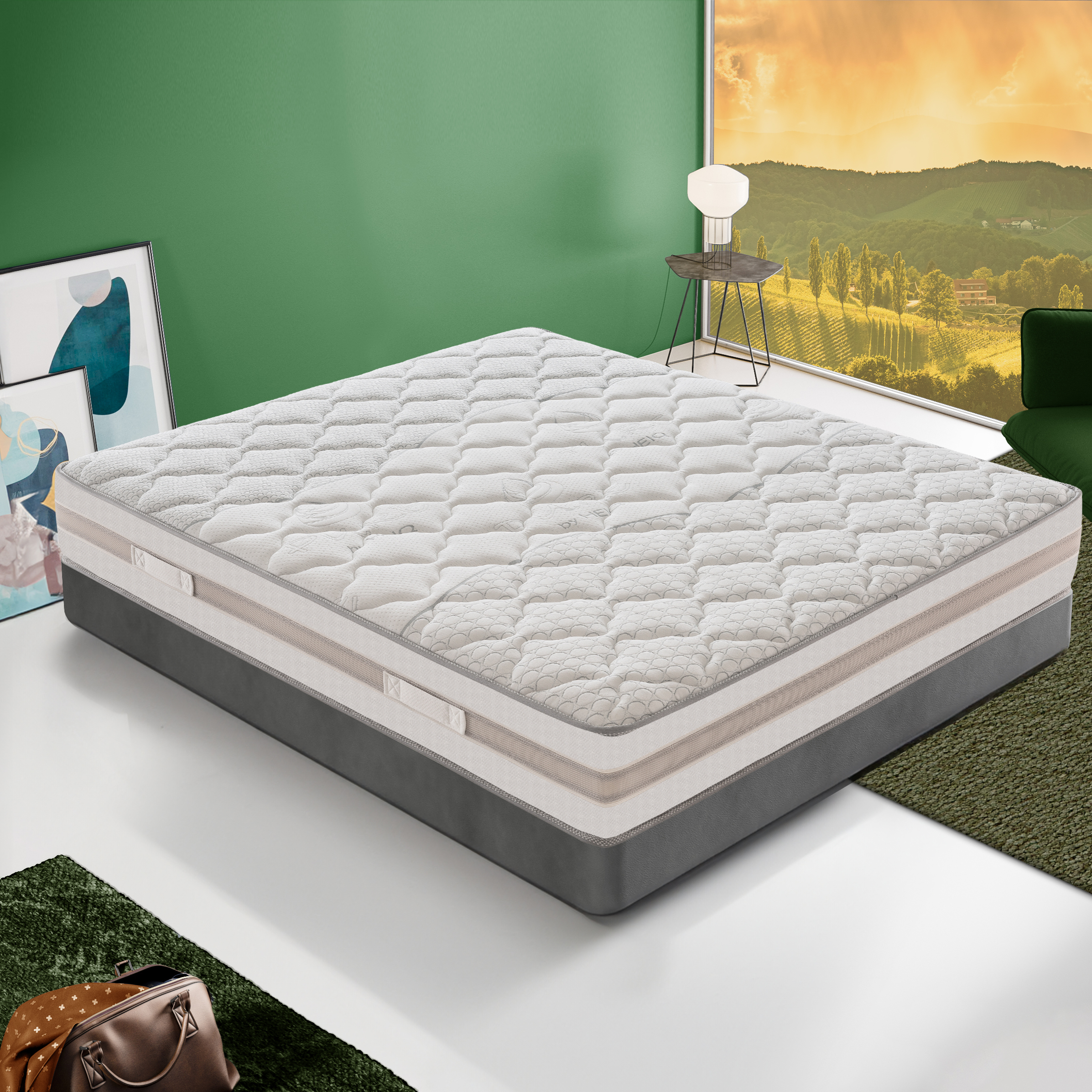 Materasso 150x190 800 molle insacchettate e Memory Foam - Alto 25 cm - Sfoderabile - 9 Zone di Comfort