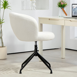 Chaise de bureau design - hauteur réglable, pivotante - piètement acier noir revêtement effet laine bouclée