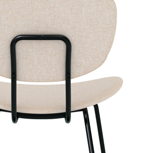 Lot de 2 chaises en tissu beige et pieds en métal noir - Verner