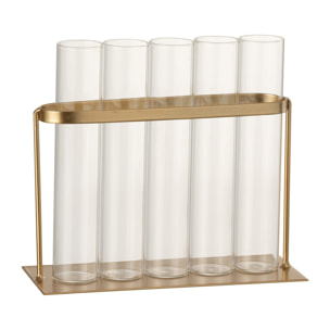 J-Line soliflore 5 Tubes - métal/verre - or - 15 cm de hauteur