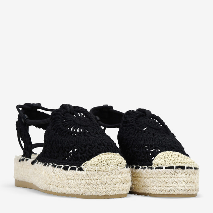 Alpargatas de plataforma negras con esparto