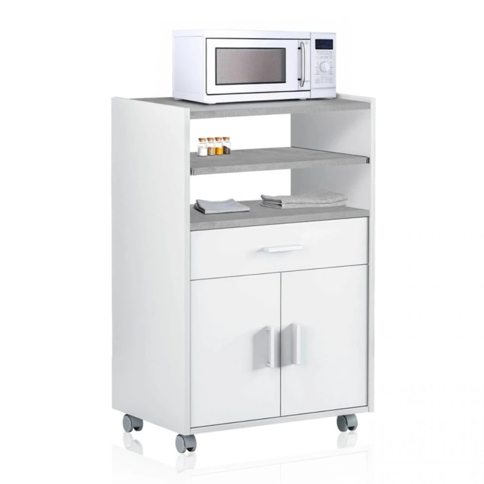 Mueble microondas Stella Blanco Artik (Blanco Mate) - Gris Cemento