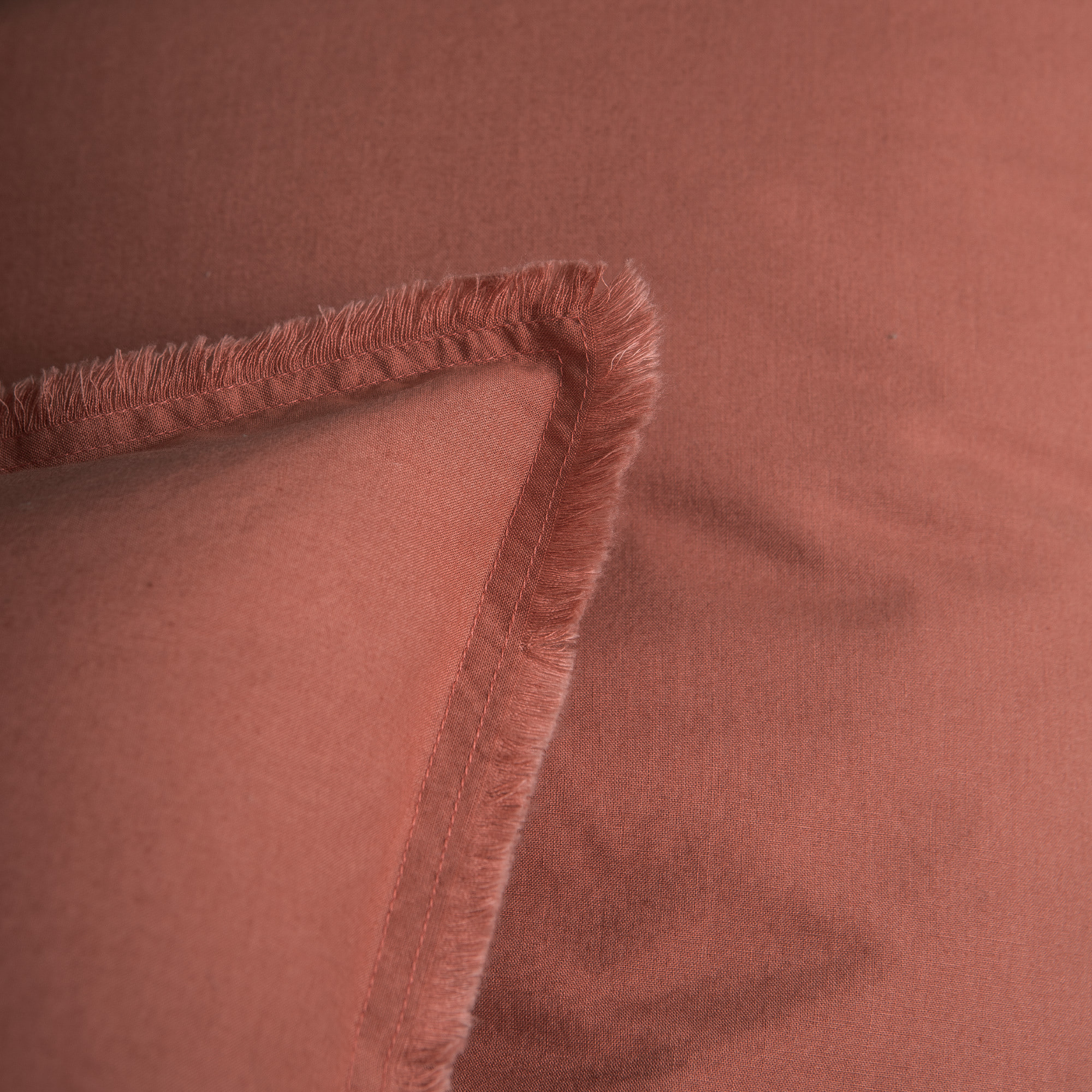 Set de 2 taies d'oreiller unies à franges, COTON LAVÉ