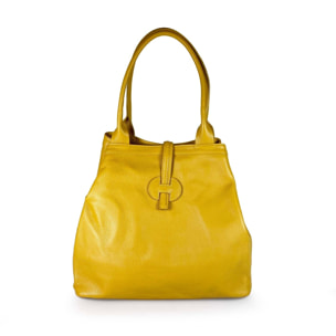 Borse Donna colore Giallo-in pelle Made in Italy 42 x 38 x 6cm