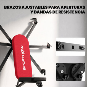 Banco de Musculación Plegable, Banco de Pesas, Respaldo Ajustable en 3 Niveles, Plano/Inclinación/Declive, Extensión de Pierna y Bandas de Resistencia, para Entrenamiento en Casa Gimnasio