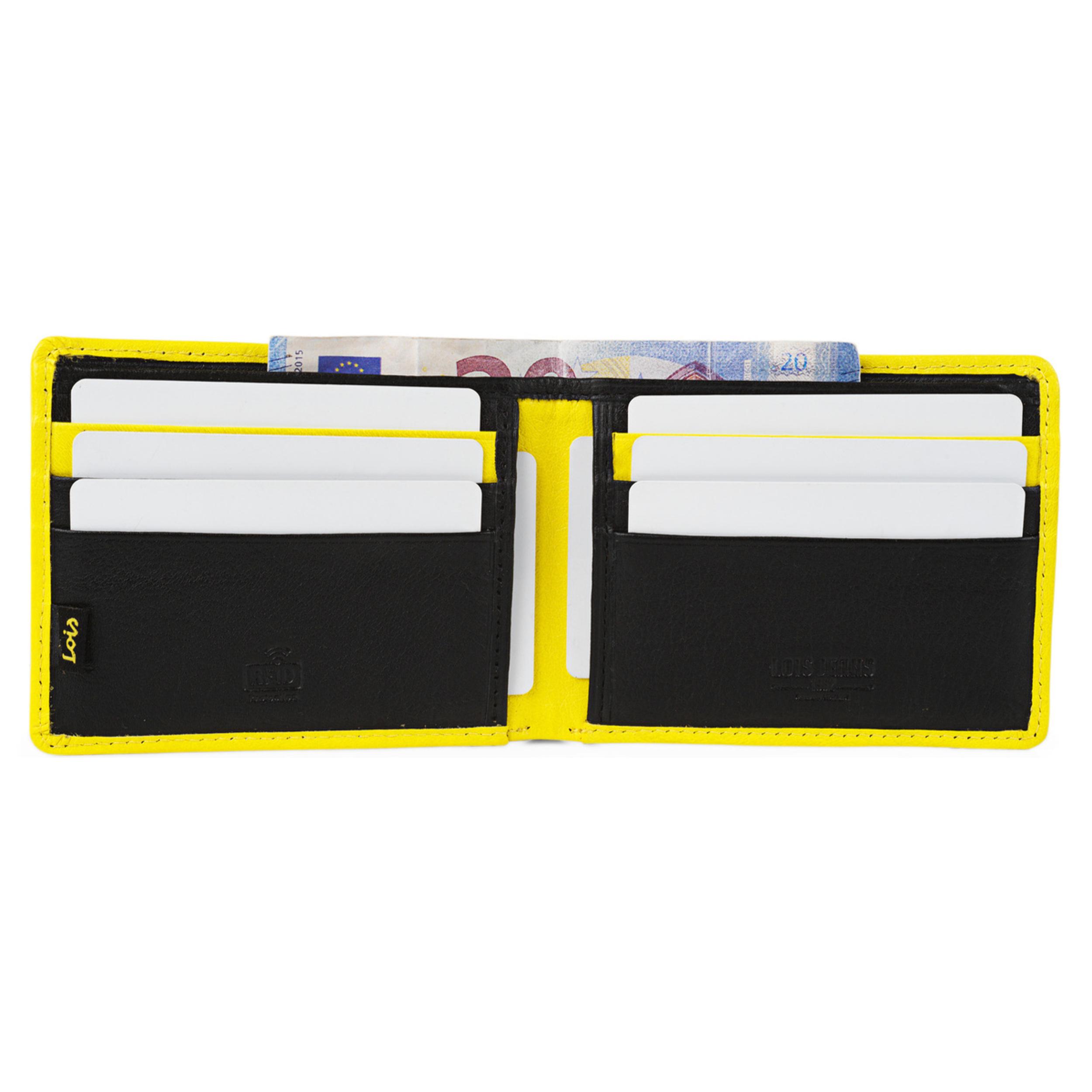 Cartera Hombre Piel Lois Davis Negro-Amarillo