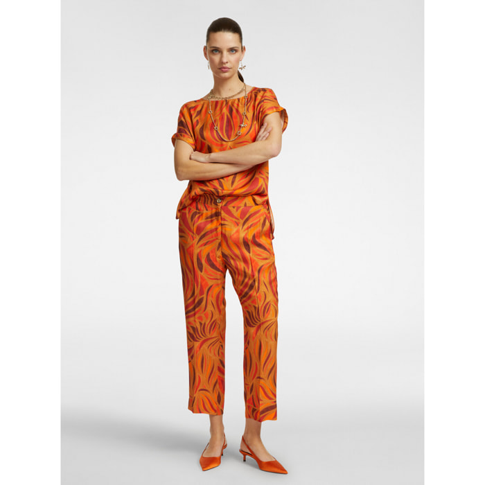 Elena Mirò - Pantalón estampado - Naranja sol