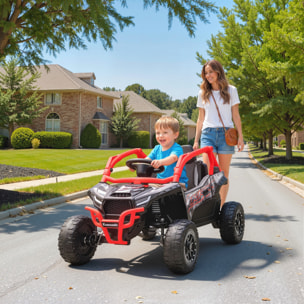 Coche Eléctrico para Niños 12V, Kawasaki Teryx KRX 1000, Coche de Batería UTV con 2 Motores, Control Remoto 2,4G, Suspensión Trasera, Faros, USB, para Niños de +3 Años, Rojo