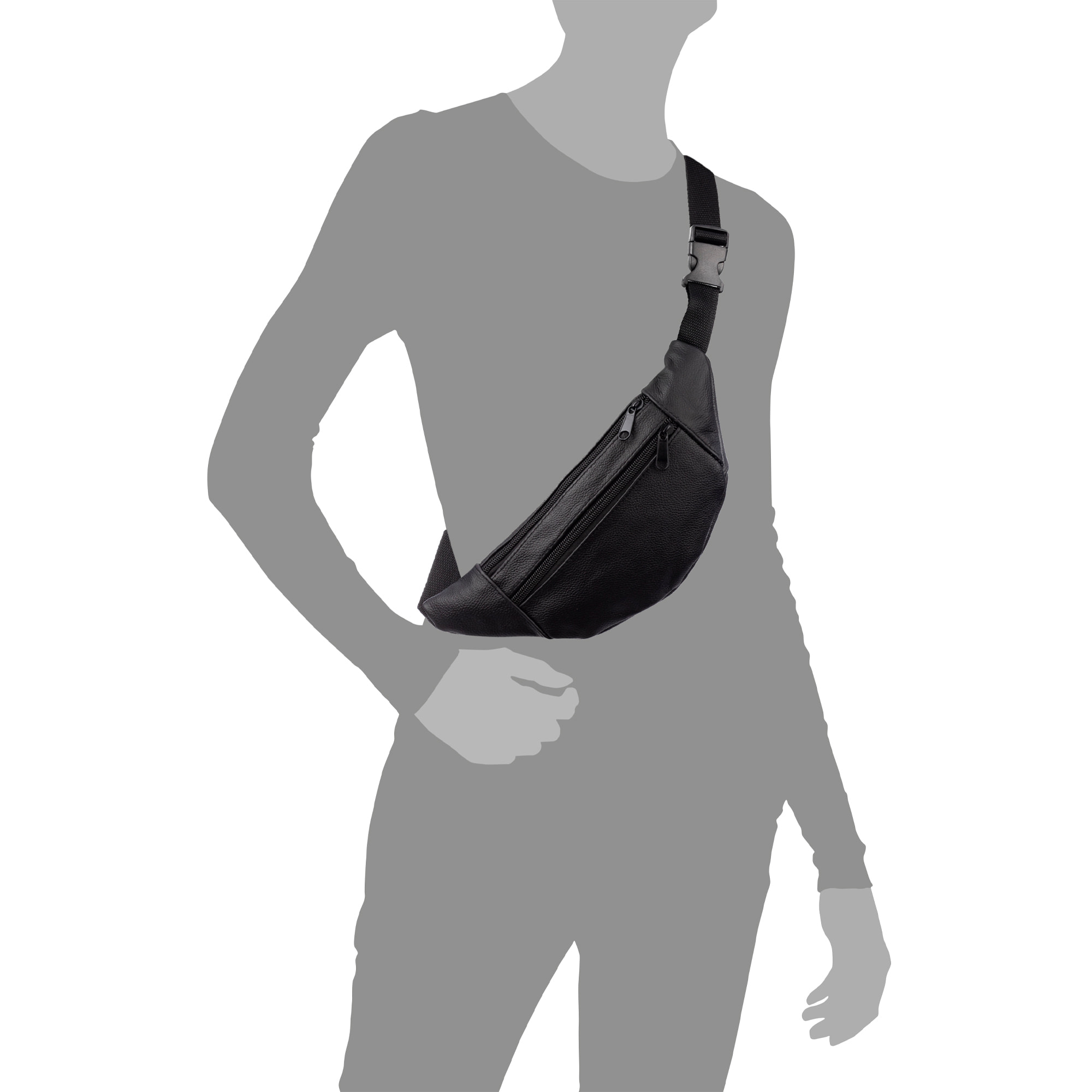 Atripalda marsupio con tre compartimenti in pelle Dollaro.