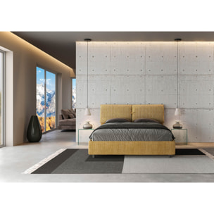 Letto matrimoniale senza rete imbottito 160x210 tessuto Aragona 3 giallo Mados