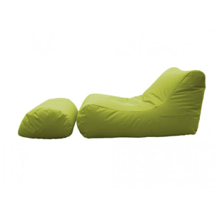 Chaise Longue moderna da soggiorno, Made in Italy, Poltrona con poggiapiedi in Nylon, Pouf imbottito per camera da letto, cm 120x80h60, colore Verde