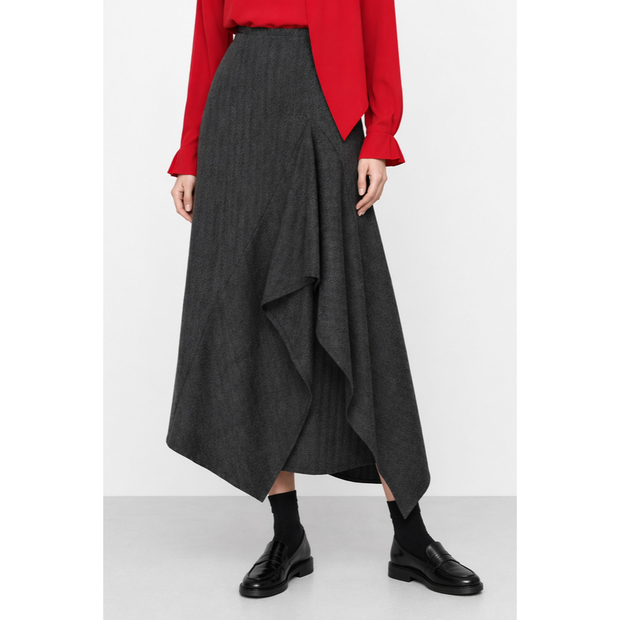 Kocca - Gonna asimmetrica da donna a vita alta con drappeggio Donna