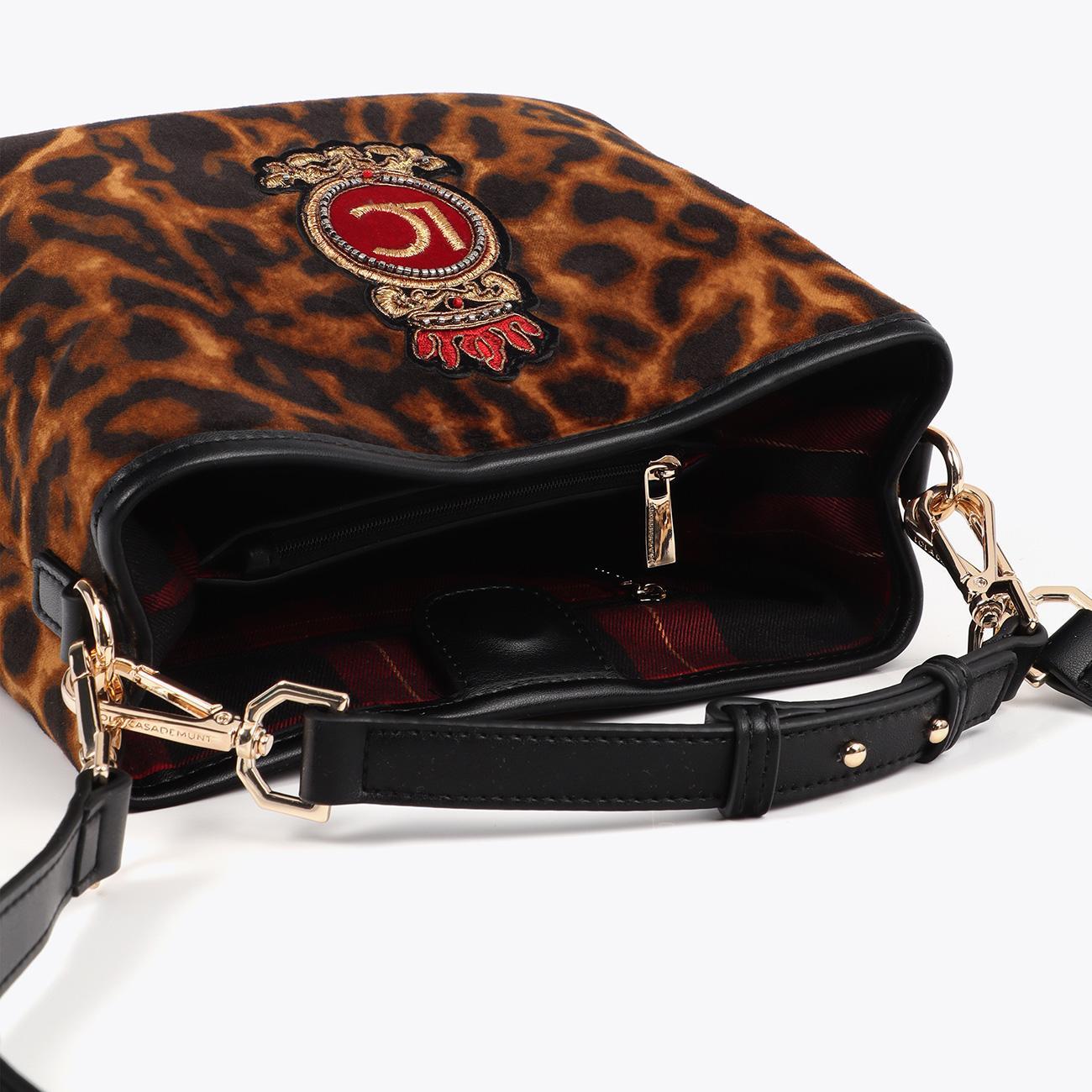 Borsa Tessuto Stampa Animale Patch Scudo