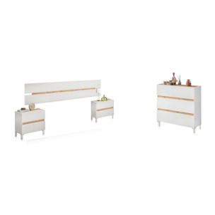 Dormitorio Ezra 3C Blanco Artik (Blanco Mate) - Roble Nodi