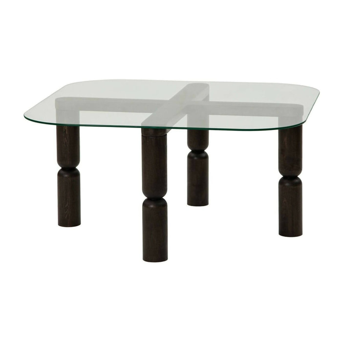 Tavolino da salotto Gran, Tavolo basso da caffè, Portariviste per divano, Ripiano da soggiorno, 80x80h40 cm, Antracite e Trasparente