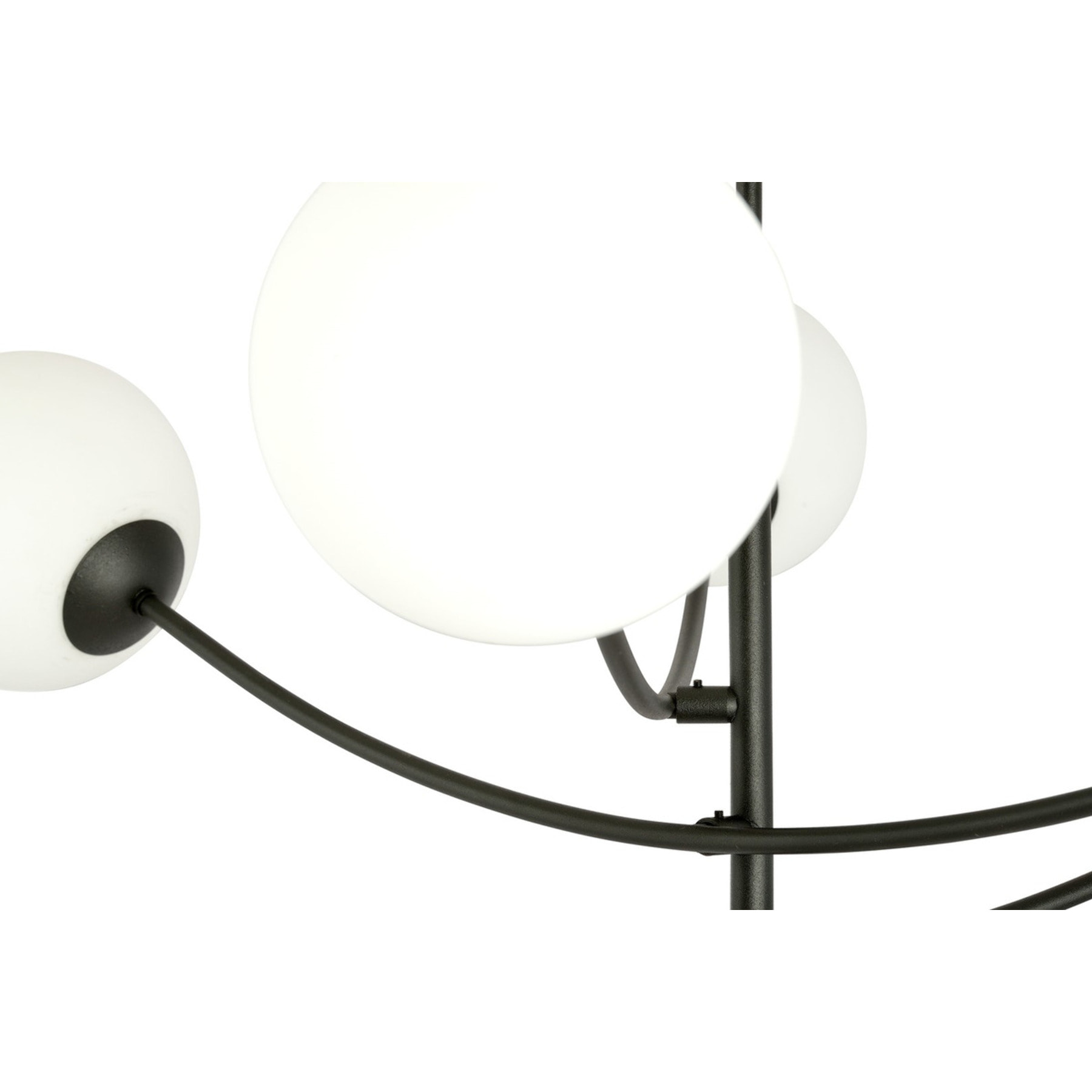 Lampada a sospensione Hunter con struttura in metallo nero e sfere in vetro